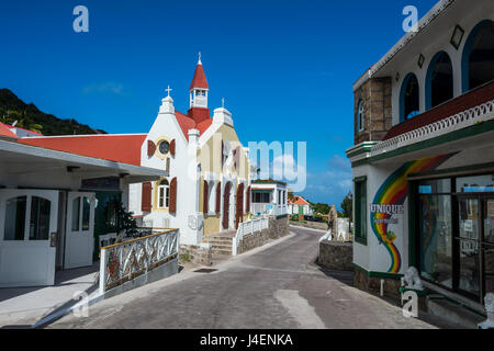 Traditionelle Häuser in Windwardside, Saba, Niederländische Antillen, West Indies, Karibik, Mittelamerika Stockfoto