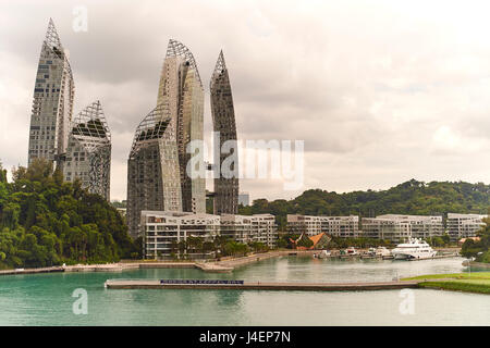 Die Marina am Keppel Bay im Anflug auf Harbourfront Centre Kreuzfahrtschiff Liegeplatz, Singapur, Südostasien, Asien Stockfoto