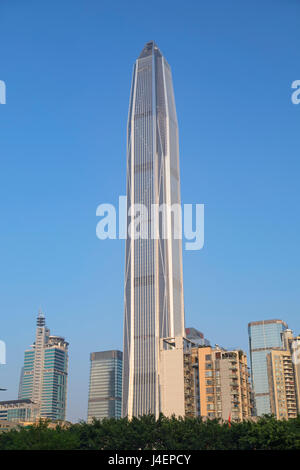 Ping An International Finance Centre, weltweit vierte höchste Gebäude im Jahr 2017 auf 600m, Futian, Shenzhen, Guangdong, China, Asien Stockfoto