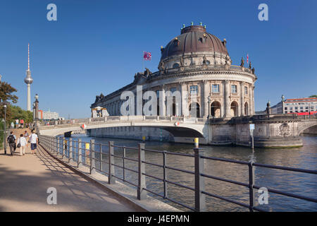 Bode Museum, Museumsinsel, UNESCO World Heritage Site, Spree entlang, TV Turm, Mitte, Berlin, Deutschland, Europa Stockfoto