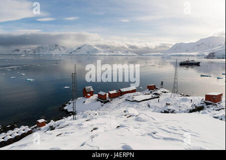 Argentinischen Station Almirante Brown, Paradise Bay, Antarktis, Polarregionen Stockfoto