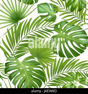 Exotische Blätter, Regenwald. Nahtlose realistische tropischem Blattmuster. Vektor-Hintergrund. Stock Vektor