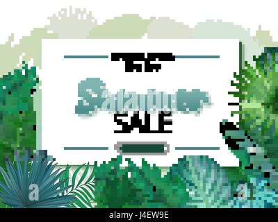 Summer Sale Banner, Poster. Realistische Palmblätter tropischen, Paradies. Schöne Vektor floral Dschungel Sommer Hintergrund Stock Vektor