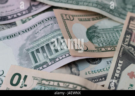 Ein Haufen von US-Banknoten Stockfoto