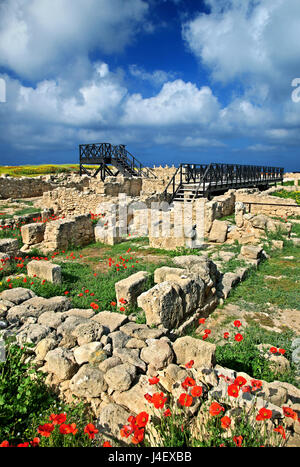 Das Haus des Theseus an der archäologische Park von Paphos (UNESCO Weltkulturerbe) Zypern. Stockfoto