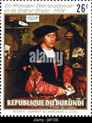 Porträt der Kaufmann Georg Gisze Holbein 1532 auf 1974 Burundi Briefmarke Stockfoto