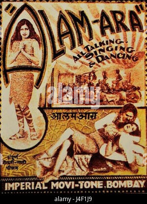 Das Poster von 1931 für Alam Ara, einen indischen Film von Ardeshir Irani, markiert einen bedeutenden Moment im indischen Kino als erstes Bollywood-Talkie, das die indische Filmgeschichte revolutioniert. Stockfoto