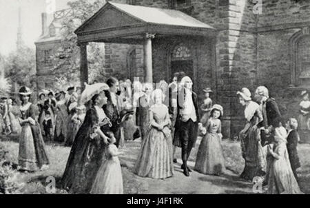 1789 George Washington in der St. Pauls Chapel gemalt von Jennie Augusta Brownscomb Stockfoto