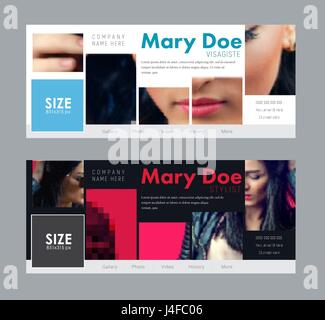 Entwerfen Sie einen standard-Größe-Banner für soziale Netzwerke. Vorlage-Abdeckung für Werbung Make-up, Beauty-Salon, Kosmetik oder Kleidung. Foto von Probe-Mosaik Stock Vektor