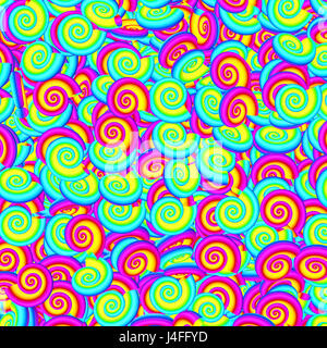 Psychedelische Spirale Schalen / 3D-Illustration Regenbogen farbige Muscheln Stockfoto