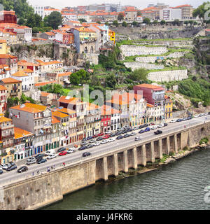 Vila Nova De Gaia am Südufer des Flusses Douro in Porto, Portugal Stockfoto