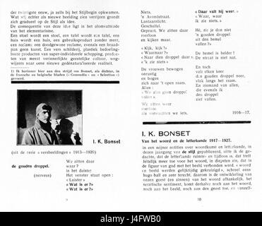 Ein Bild aus dem Magazin de Stijl, Band 7, Nummern 79-84, Seiten 9-10, mit dem „de gouden Droppel“ („der goldene Tropfen“) von Theo van Doesburg, einer prominenten Figur der de Stijl-Kunstbewegung. Stockfoto