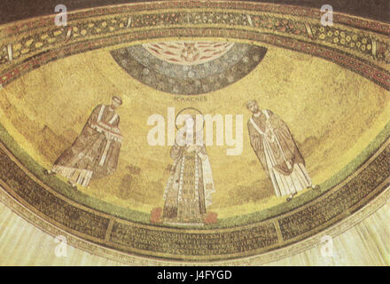 Sant'agnese Fuori le Mura, Mosaico di sant'agnese e Santi, 625 638 Stockfoto