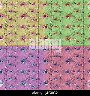 Vintage florales nahtloses Muster mit Hand gezeichnet Elemente. Stock Vektor