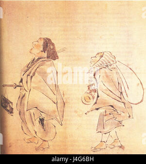 Dieser Titel bezieht sich wahrscheinlich auf eine Darstellung eines Samurai-Dieners des Künstlers Itcho. Das Stück fängt einen historischen japanischen Diener ein, der möglicherweise die soziale und kulturelle Rolle der Samurais in Japan widerspiegelt. Stockfoto