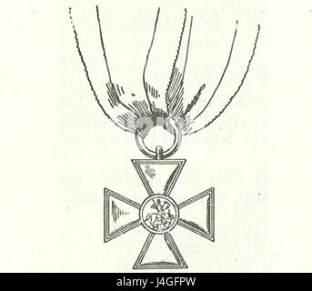 Die Sint George Orde van Lucca IIe Klasse ist eine Klasse des Ordens des Heiligen Georg, eine Auszeichnung für ausgezeichneten Dienst oder Tapferkeit. Der Orden wurde historisch vom Herzog von Lucca erteilt, wobei er ritterliche Traditionen betonte. Stockfoto