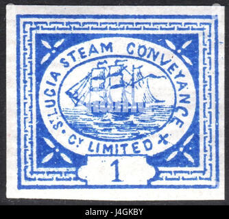 St. Lucia Steam Transport Company begrenzte 1 Pence Stempel c. 1872 Stockfoto
