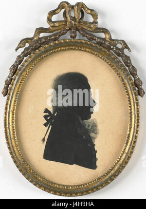 Dieses Porträt eines Mannes, das im Rijksmuseum untergebracht ist, ist ein bedeutendes künstlerisches Werk, das die Technik der Silhouettenporträts demonstriert. Es ist Teil der Sammlung des Museums und spiegelt historische Porträtstile wider. Stockfoto