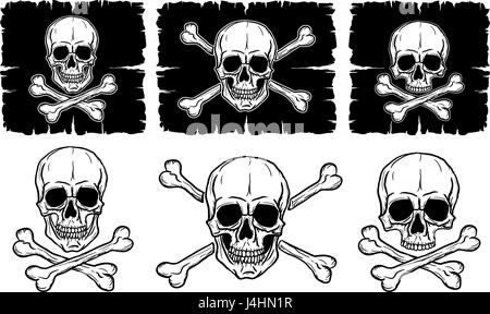 Satz von Schädel und gekreuzten Knochen Stock Vektor