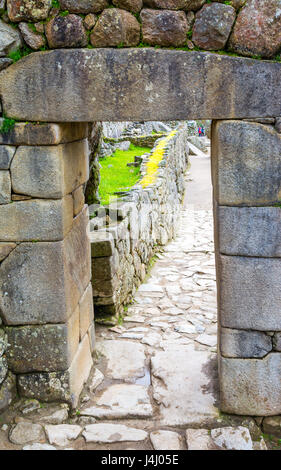 Haupttor des Heiligen Stadt Machu Picchu. Peru Stockfoto