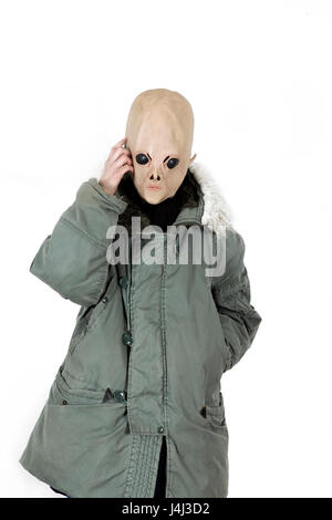 Ausländer, die eine militärische Mantel mit Kapuze Kunstpelz Stockfoto
