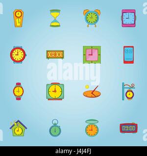 Uhr Icons Set, Cartoon-Stil Stock Vektor