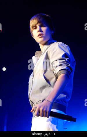 Justin Bieber führt auf KIIS FM Wango Tango 2010 im Staples Center am 15. Mai 2010 in Los Angeles, Kalifornien. Stockfoto