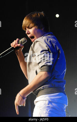 Justin Bieber führt auf KIIS FM Wango Tango 2010 im Staples Center am 15. Mai 2010 in Los Angeles, Kalifornien. Stockfoto