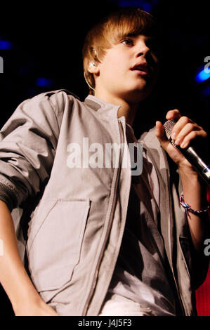 Justin Bieber führt auf KIIS FM Wango Tango 2010 im Staples Center am 15. Mai 2010 in Los Angeles, Kalifornien. Stockfoto