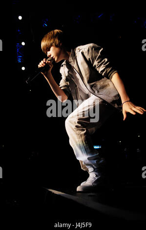 Justin Bieber führt auf KIIS FM Wango Tango 2010 im Staples Center am 15. Mai 2010 in Los Angeles, Kalifornien. Stockfoto