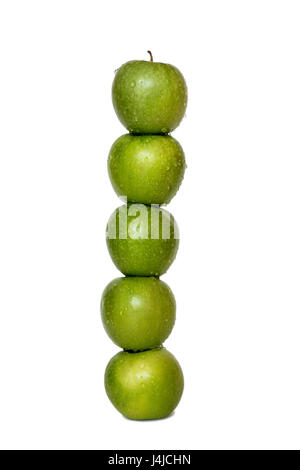 Stapel von frischen grünen Äpfeln Stockfoto