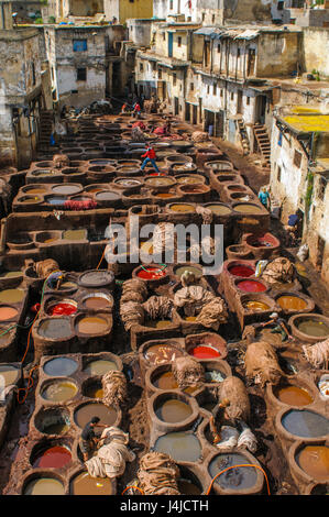 Gerberei in Fez, Marokko Stockfoto