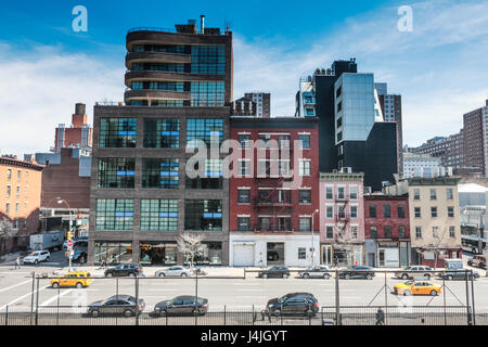 Tenth Avenue zwischen 19. und West 20. Weststraßen Stockfoto