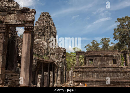 Östlichen Außenhof, Prasat Bayon, Angkor, Siem Reap, Kambodscha Stockfoto