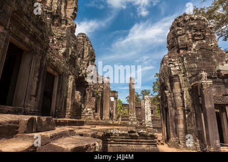 Östlichen Außenhof, Prasat Bayon, Angkor, Siem Reap, Kambodscha Stockfoto