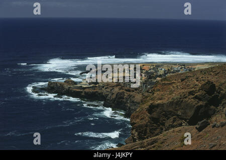 Kapverdische Inseln, Sao Antao, Ponta Th Sol, Meer, Küste, Ort, Übersicht Kapverden, Natur, Dorf, Ort, Klippen, Galle Küste, Luftaufnahmen, draußen Stockfoto