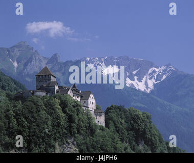 Liechtenstein, Vaduz, Berglandschaft, sperren Fürstentum, Berge, Burg, Festung, Struktur, Architektur, Sehenswürdigkeit, draussen Stockfoto