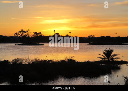 Sonnenuntergang über Malibu Lagune State Beach, Malibu Kalifornien Stockfoto