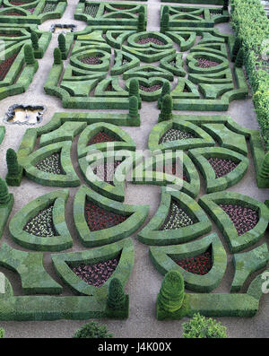 Frankreich, Avenue V De La Loire, Villandry, Schloß Garten, Loire, Loiretal, Renaissance-Stil, Renaissance, Renaissance Garten, Garten, Schloss, Garten, Ziergarten, Liebe Garten, Ort von Interesse Stockfoto