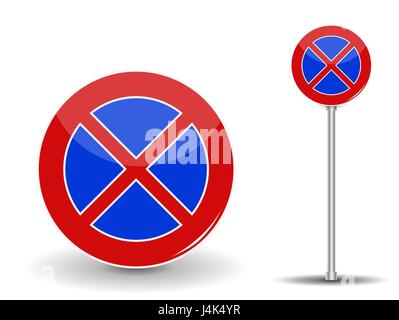 Parkplatz zu verbieten. Rote und blaue Straßenschild. Vektor-Illustration Stock Vektor