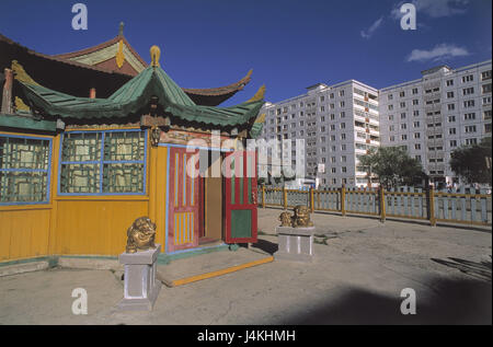 Mongolei, Ulan Bator, Zentrum, Restaurant Eingang, Pagode Form Zentralasien, Ulaanbaatar, Oulan-Bator, Ulan Bator Hoto Ulaanbaator Hota, Ulaanbaator, Ulaanbaatur, Hauptstadt, Stadt Zentrum, Restaurant, Gastronomie, Bar, Baustil, Pagode-förmig, Architektur, außen Stockfoto