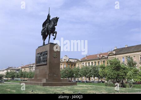 Kroatien, Zagreb, Tomislav Statue Europa, Südost-Europa, Balkan-Halbinsel, der Balkan-Halbinsel, Republika Hrvatska, Hauptstadt, Stadt, Ort von Interesse, Reiterstandbild, Denkmal, Kultur Stockfoto
