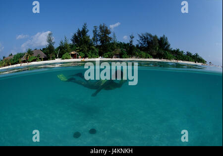 Die Malediven, Insel, Meer, Frau, zu Schnorchel Stockfoto