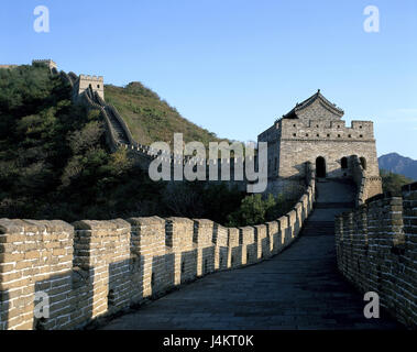 China, Peking, der Great Wall Of China Peking, Changcheng, "große Mauer", große Mauer, große Böschung, Ming-Dynastie, 15. Jh., Kultur, Struktur, Detail, Mutianyu, UNESCO-Weltkulturerbe, Wahrzeichen, Ort von Interesse Stockfoto