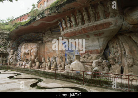 China, Provinz Chongqing, darüber hinaus Buddha-Statue, liegend Asien, Ostasien, Sehenswürdigkeit, Buddha, Statue, Statuen, Zeichen, Zeichen, Kultur, glauben, Religion, Buddhismus, Buddhist, Steinskulpturen, Steinskulptur, Boa es Ding Shan Skulpturen, entwickelt im Jahr 1179-1249, Kultur, UNESCO-Weltkulturerbe Stockfoto