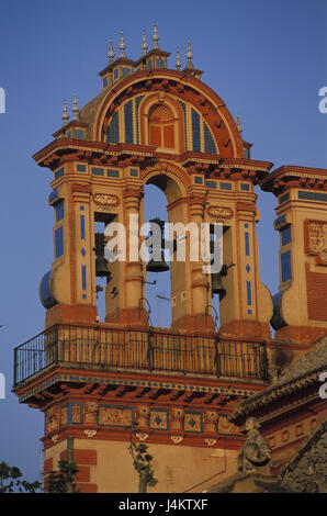 Spanien, Andalusien, Sevilla, Iglesia de Santa Maria Magdalena, bell Tower Europa, Andalusien, Kirche, Struktur, Kirchturm, Turm, Glocken, Glocken, Architektur, Architektur, Baustil, Ort von Interesse Stockfoto