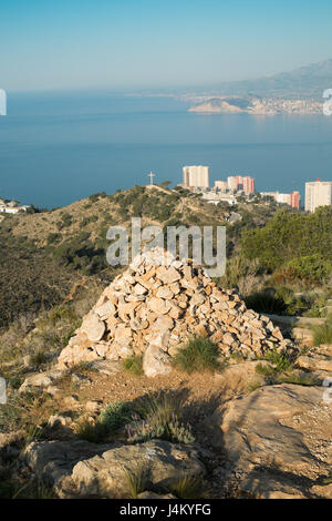 Benidorm aus Sierra Helada Hikng Trail, Costa Blanca, Spanien Stockfoto