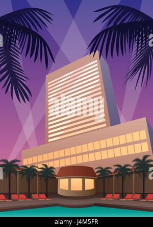 Hotel und Casino Resort im Art Deco Stil. Stock Vektor