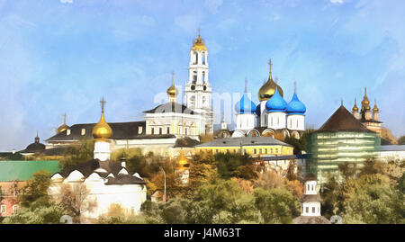 Bunte Gemälde von Trinity Klosters des Heiligen Sergius, Sergiyev Posad, Russland Stockfoto
