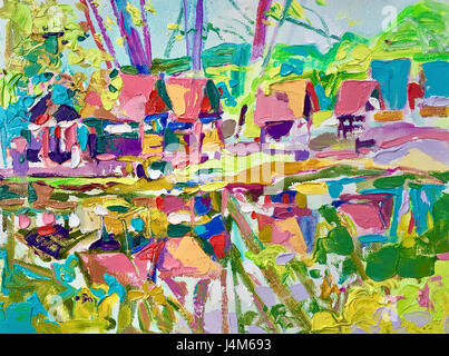 Plein Air Ölgemälde Landschaft im ländlichen Raum Stockfoto